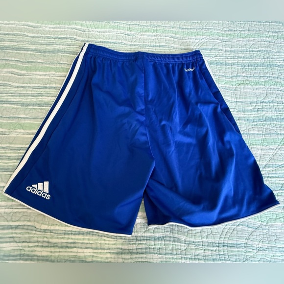 Adidas Blue Athletic Shorts with Signature Stripes - Picture 3 of 3
